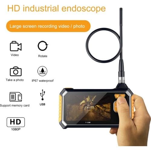 4.3 Inch LCD Display Endoscope HD 1080P Video Endoscope Waterproof Borescope Inspection Camera with DVR Hard Cable Snake Tube