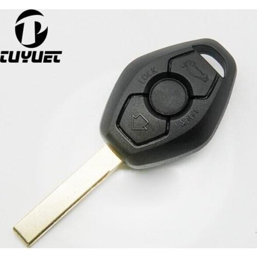 Blank Car Key Blanks Shell for BMW 3 5 7 Series 3 Buttons Key Case Uncut Blade 2 Track Backside with words 433MHZ
