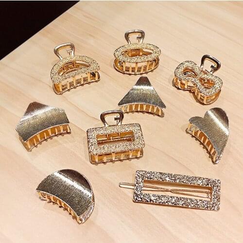 New Women Vintage Elegant Gold Geometric Hollow Alloy Hair Claws Sweet Hair Clips Hairpins Headband Fashion Hair Accessories