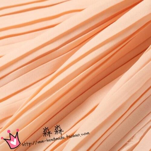 1psc 2016 vertical through micro pearl yarn cloth yellow pleat Pleated Chiffon Skirt fabric crushed orange(pleated 0.5m)