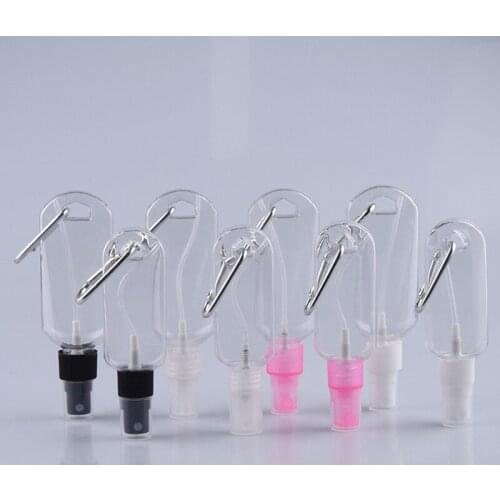 1PCS 30/50ml Travel Bottles Transparent Empty Spray Bottle Water Perfume Refillable Cosmetic Sample Container With Holder Hook