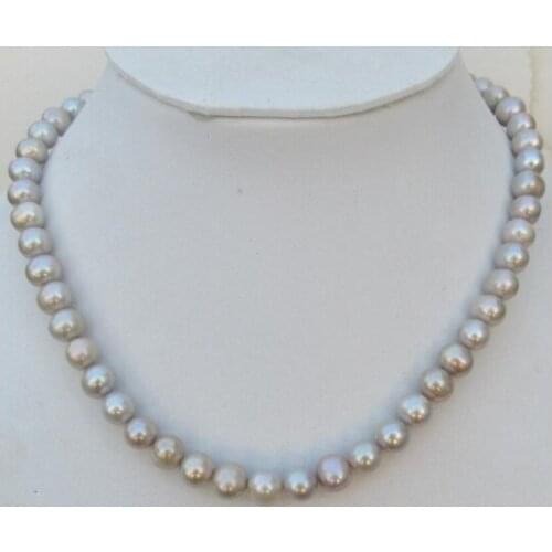 19 Elegant savageness AAA+ REAL natural south sea silver gray pearl necklace925silver