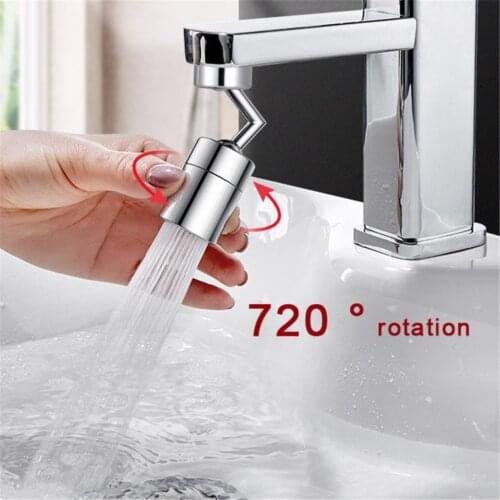 2Pcs Splash-proof Faucet Metal O Ring Valve 720-degree Rotating Water Tap Adjustable Universal Faucet with Adapter