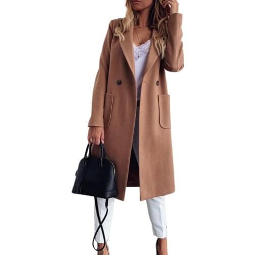40%HOTWomen Autumn Winter Lapel Collar Buttons Pockets Long Coat Warm Jacket Overcoat