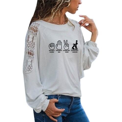 Offensive Funny T Shirt Gag Gifts Sex College Humor Joke Rude Women TShirt Long Sleeve Tees Girl Casual Loose Lace Top