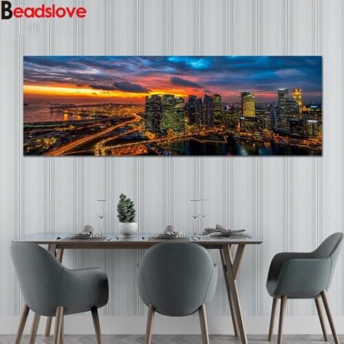 5d Diamond Embroidery Sunset City Night Landscape Large DIY Diamond Painting With Round Square Rhinestones Mosaic Diamonds