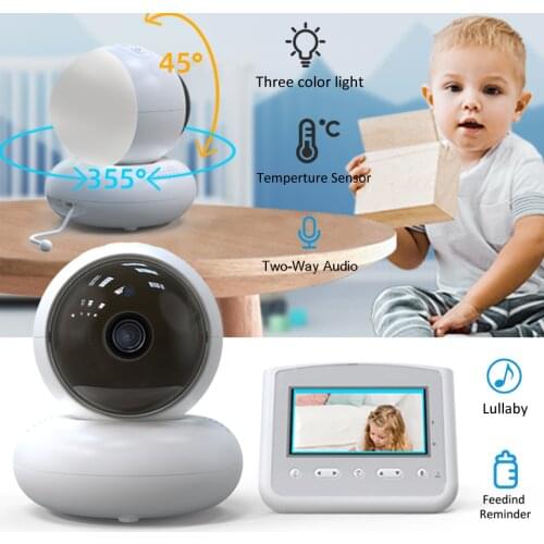 Wireless Video Baby Monitor 3.4 inch Color Security Camera Two-Way Talk NightVision IR LED Temperature Monitoring with Lullaby