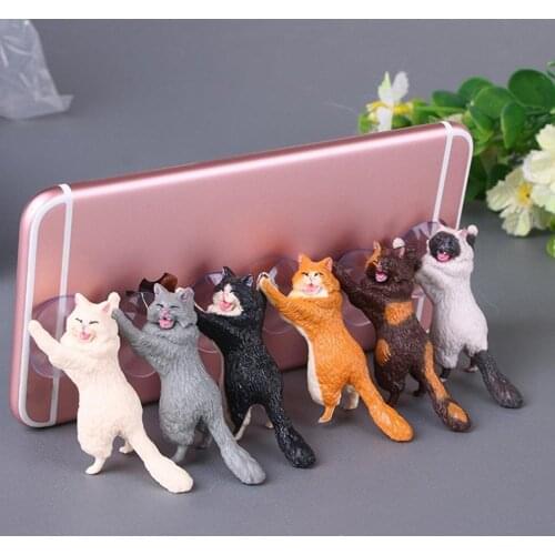 Phone Holder Cute Cat Support Resin Mobile Phone Holder Stand Sucker Tablets Desk Sucker Design high quality Smartphone Holder