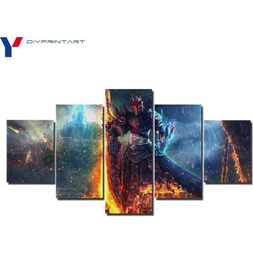 Rain Sword Warrior 5 Panels Wall Art Canvas Painting Game Guild Wars 2 House Decoration Living Room Decoration A0863