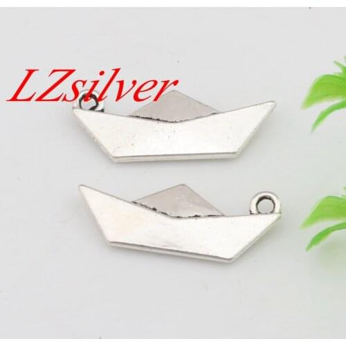 Hot Sale ! 100pcs Zinc Alloy Origami Paper Boat Folding Art Charm 10x25mm DIY Jewelry A-452