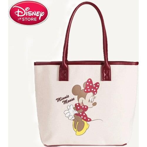 Disney Mummy Canvas Tote Bag Mickey Minnie Shoulder Bag Women Baby Diaper Bags Genuine Disney Girl Travel Animal Print Tote