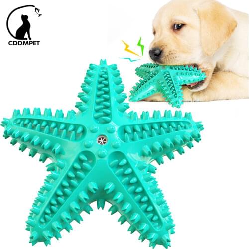 Starfish Dog Chew Squeaky Toy Large Dog Toothbrush Interactive Pet Toy Dental Care Tooth Cleaning Molar Stick Elastic Doggy Toys