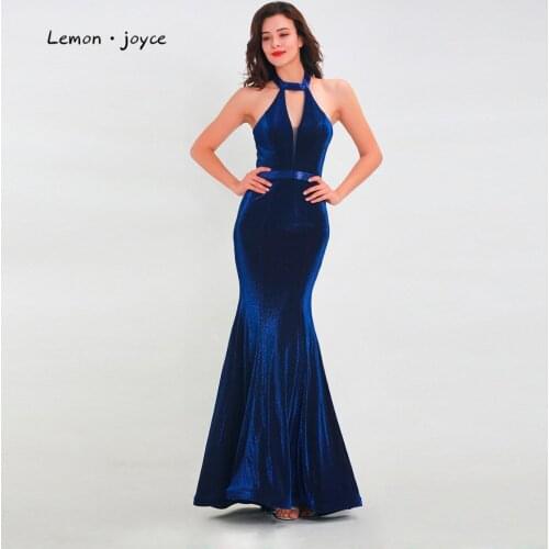 Lemon joyce Formal Evening Dresses 2020 Sexy Backless Simple Mermaid Floor Length Prom Party Gowns Plus Size