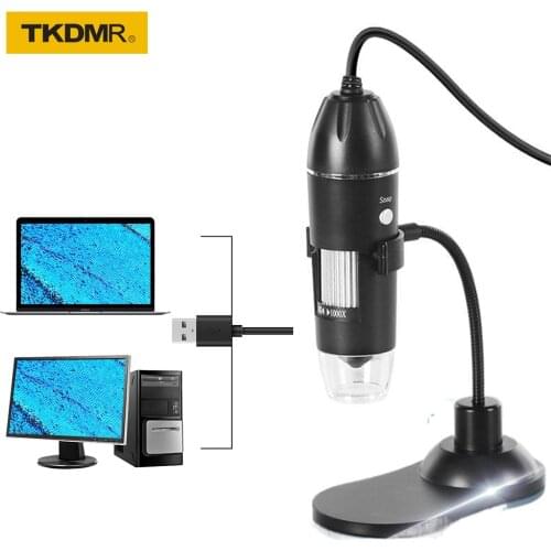 TKDMR 1000X Zoom HD USB Microscope Handheld Portable Digital USB Interface Electron Microscopes with Led Ring Light FOR PC