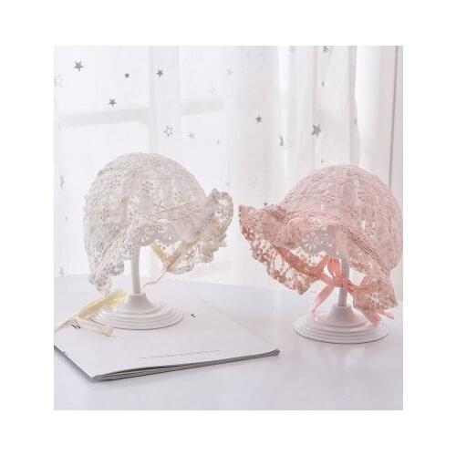 Cute Lace Newborn Baby Hat Photography Props Flower Summer Baby Accessories Girl Sun Hat Breathable Cotton Infant Bonnet Caps