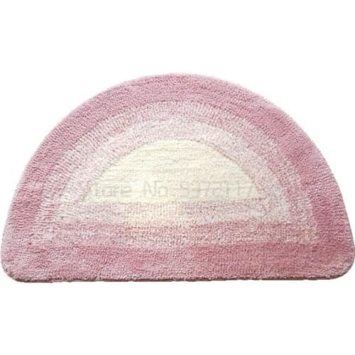 Cartoon mat bathroom water absorption floor mat semicircular Blue Bathroom shower room fan-shaped door mat