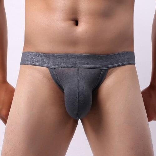 Men Sexy See Through T-Back G-String Briefs Lingerie Low Rise Underpants Bikini Thong T-Back Underwear Quick Dry Cueca Bikini