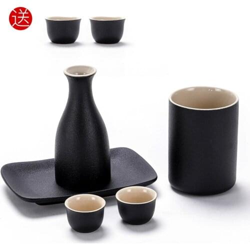 Creative Ceramics Hip Flask Set Classic Japanese Style Retro Handmade Sake Cups Set Home Round Flasque Alcool Drinkware EJ50HF