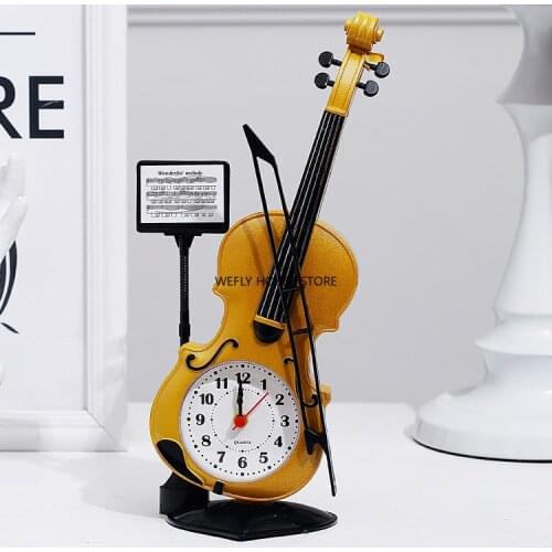 Students Desktop Ornaments Clock Large Violin Yesterday Plastic Alarm Clock CHILDRENS Alarm Clock