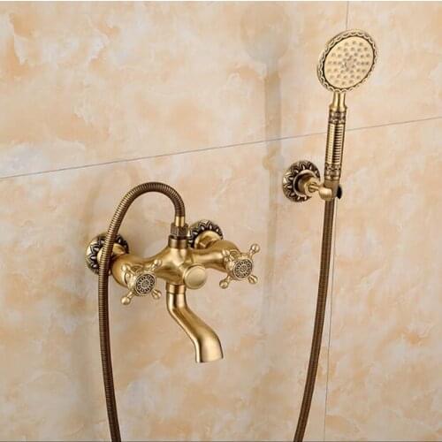 New Arrivals high quality total brass antique finished bathroom shower faucet set,bathtub faucet set with hand held shower head