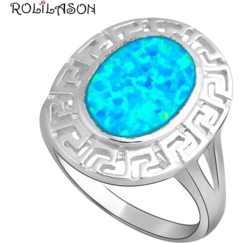 ROLALISON simple set oval shape silver plated plated blue opal new listing carnival night gift OR510