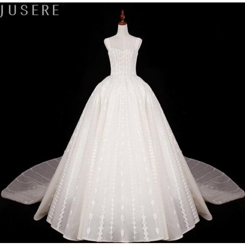 Jusere sweetheart ball gown bridal dress Champagne wedding dress bridal gown strap beaded dress