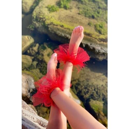 SHANS Kırmızı Tüllü Ayakkabı Aksesuarı