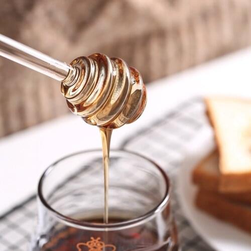 Glass Honey Dipper Sticks Jam Sauce Spoon Mixing Stick Clear Coffee Milk Tea Stirring Bar Kitchen Supplies Cooking Tools