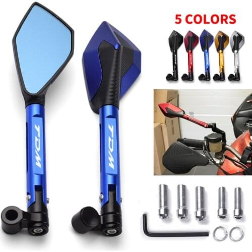 Motorcycle Bluish Reverse Side Mirrors Motorbike Rear view Mirrors CNC For YAMAHA TDM 850 TDM850 TDM 900 TDM900 Accessories