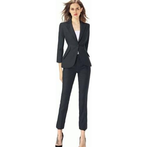 Womens western slim fit office lady business uniforms womens casual suits two-piece single-button blazer pencil pants