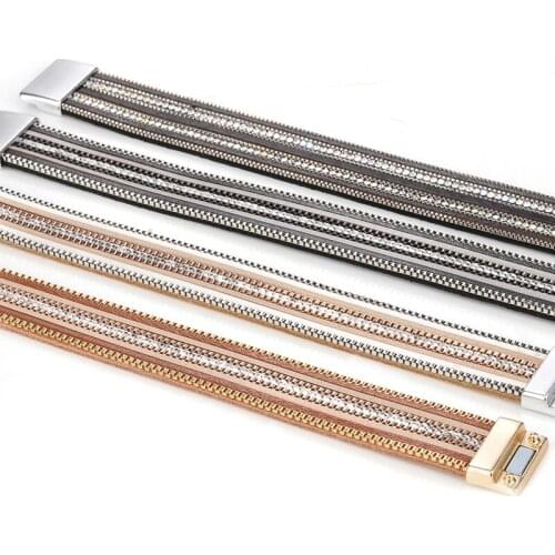 Womens Retro Woven Multilayer Leather Bracelet Retro Charm Magnetic Wrap Bracelet Fashion Costume Jewelry