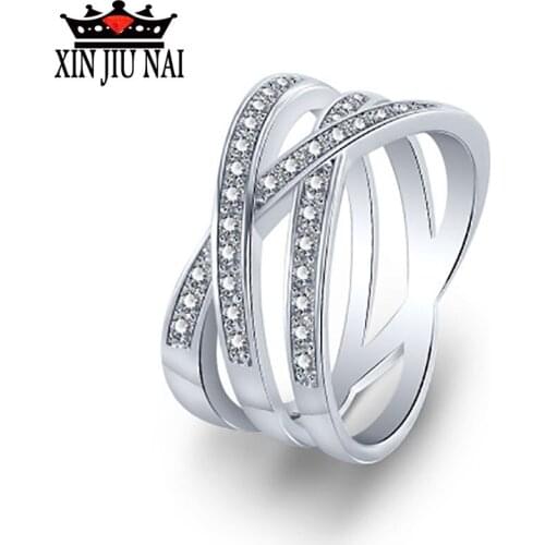 Rose gold / silver color winding double trendy line ring AAA cubic zirconia irregular shape fashion women accessories women ring