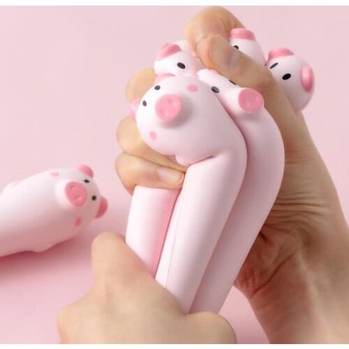 1pc Kawaii Soft Sponge Pink Pig Pressure Relief Gel Pen School Stationery 0.5mm Black Kids Toy Pen