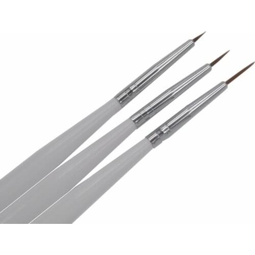 ZKO 3Pcs Acrylic French Nail Art Liner Painting Drawing Pen Brush Tool Set Kit