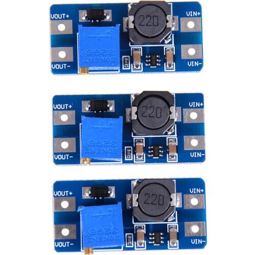 3Pcs Input 2V-24V Dc-Dc 5V/9V/12V/28V Boost Converter Adjustable Step Up Power Supply Pcc Board Moudle supports Micro-USB input