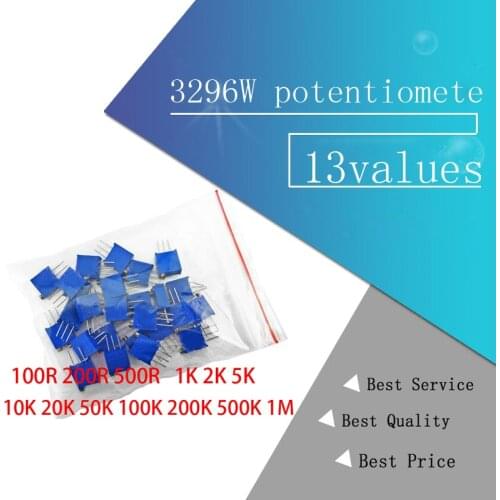 3296W potentiometer 13values*2PCS 100R 200R 500R 1K 2K 5K 10K 20K 50K 100K 200K 500K 1M Variable resistors set