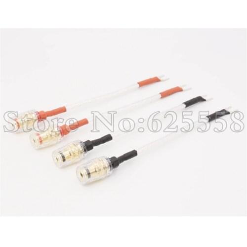 4pcs 15cm OFC silver plated jump cable with Y spade to binding post for Audio speaker connector cable
