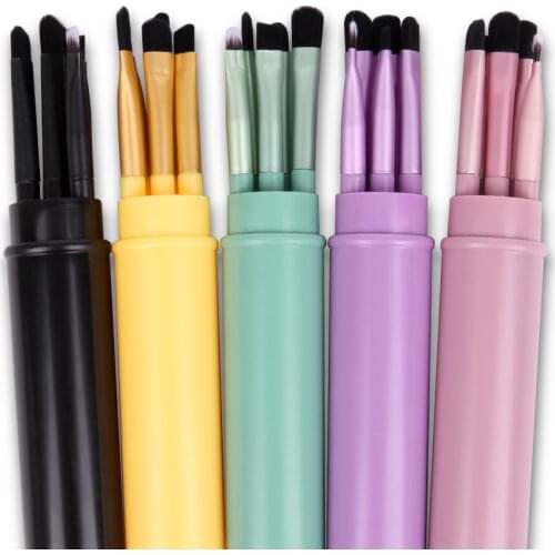 5pcs/set Eyes Makeup Brushes Travel Portable Eyeshadow Eyeliner Eyebrow Lip Brush Kit Face Beauty Makeup Tools with Bucket