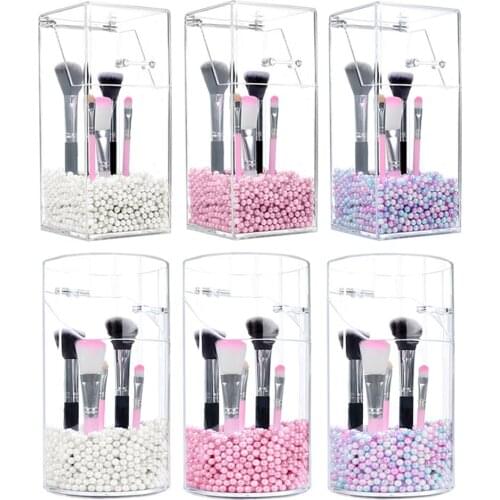 Acrylic Transparent Cosmetic Makeup Brush Holder Stand Organizer Storage Box Bucket Holder with Cover for 2020 Women Usg