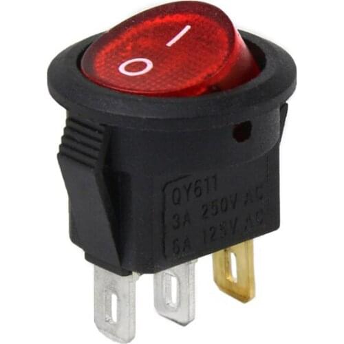 Free shipping 10PCS /LOT 15 mm red head KCD1-2 circular form Miniature switch 3 boat a250v 2 feet 2 file