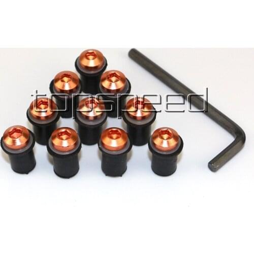 10 PCS Orange Motorcycle Windshield Windscreen Screws Bolts