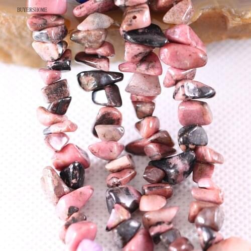 5-8MM Loose Beads Irregular Shape Freeform Chip Natural Stone Pink Rhodonite For Jewelry Making DIY Necklace String 35" S042