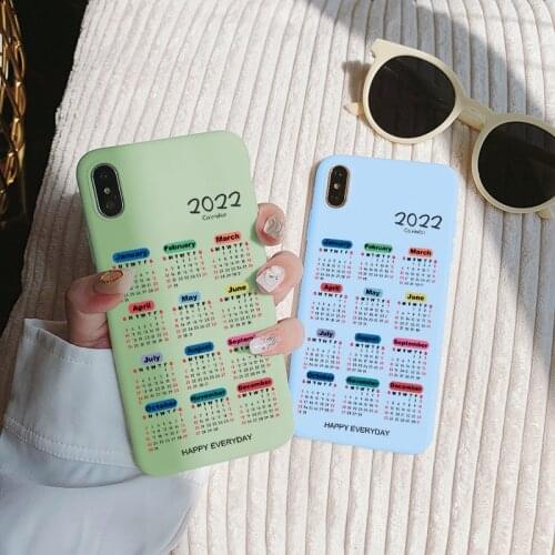 Phone Case for IPhone 6S 7 8 Plus SE 2 X XR XS MAX for IPhone 12 11 Pro Max mini TPU Soft Matte Back cover 2021 Calendar