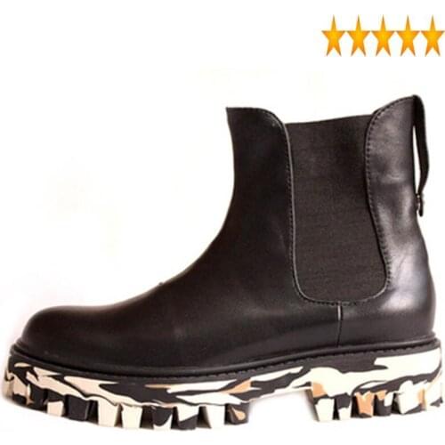 Men New For Winter Footwear Black Camouflage Masculine Boot Thick Platform Rubber Ankle Boots Mens Genuine Leather Shoes US 10