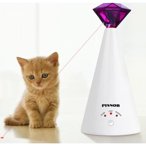 Electric Diamond Laser Pet Cat Kitten Toy Diamond Shaped Interactive Cat Laser Adjustable Pet Laser Pointer Training Supplies