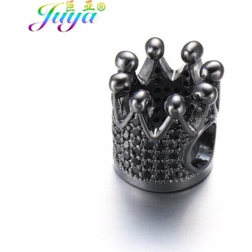 European Charm Beads Supplies Pave Zircon Panora Big Hole Crown Charm Beads For Women Men Handmade Pandor Charms Jewelry Making