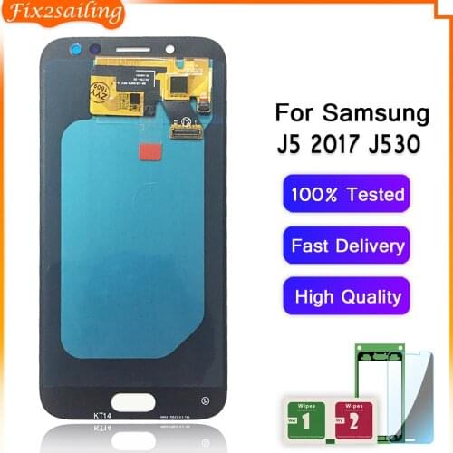 FIX2SAILING Super AMOLED For Samsung Galaxy J5 2017 J530 SM-J530F J530M LCD Display Touch Screen Assembly Tempered Glass Sticker