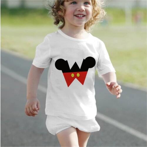 Disney Kids Tshirt Mickey Mouse Front Letter V W X Y Z Print T Shirt Summer Harajuku O-Neck Children Clothing Dropship Tee Tops