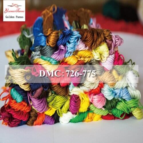 Golden Panno,DMC726-775 Multi-color 10Pcs/lot 1.2m Length Thread Cross Stitch Cotton Sewing Skeins Embroidery Thread Floss Kits