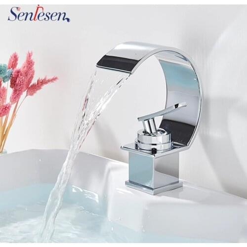 SenlesenBasin Sink Water Tap Single Lever Single Faucet Mixer Hole Deck Mounted Basin Bathroom Faucet